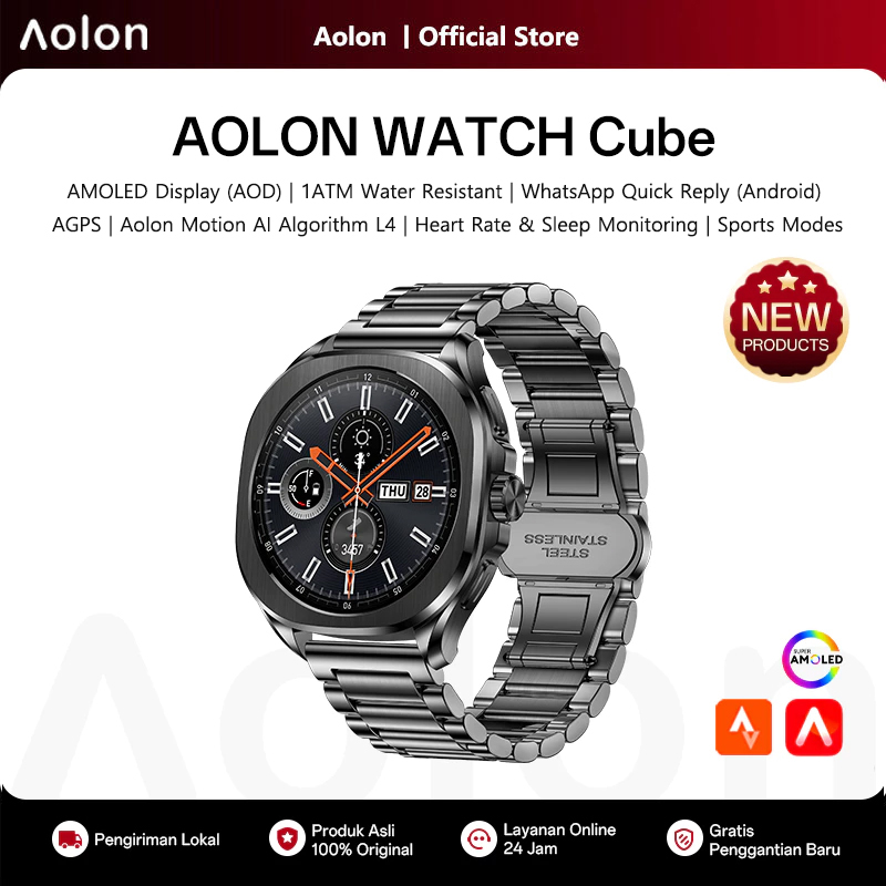 Smartwatch Watch Whatsapp - Aolon Cube Smartwatch con Schermo AMOLED