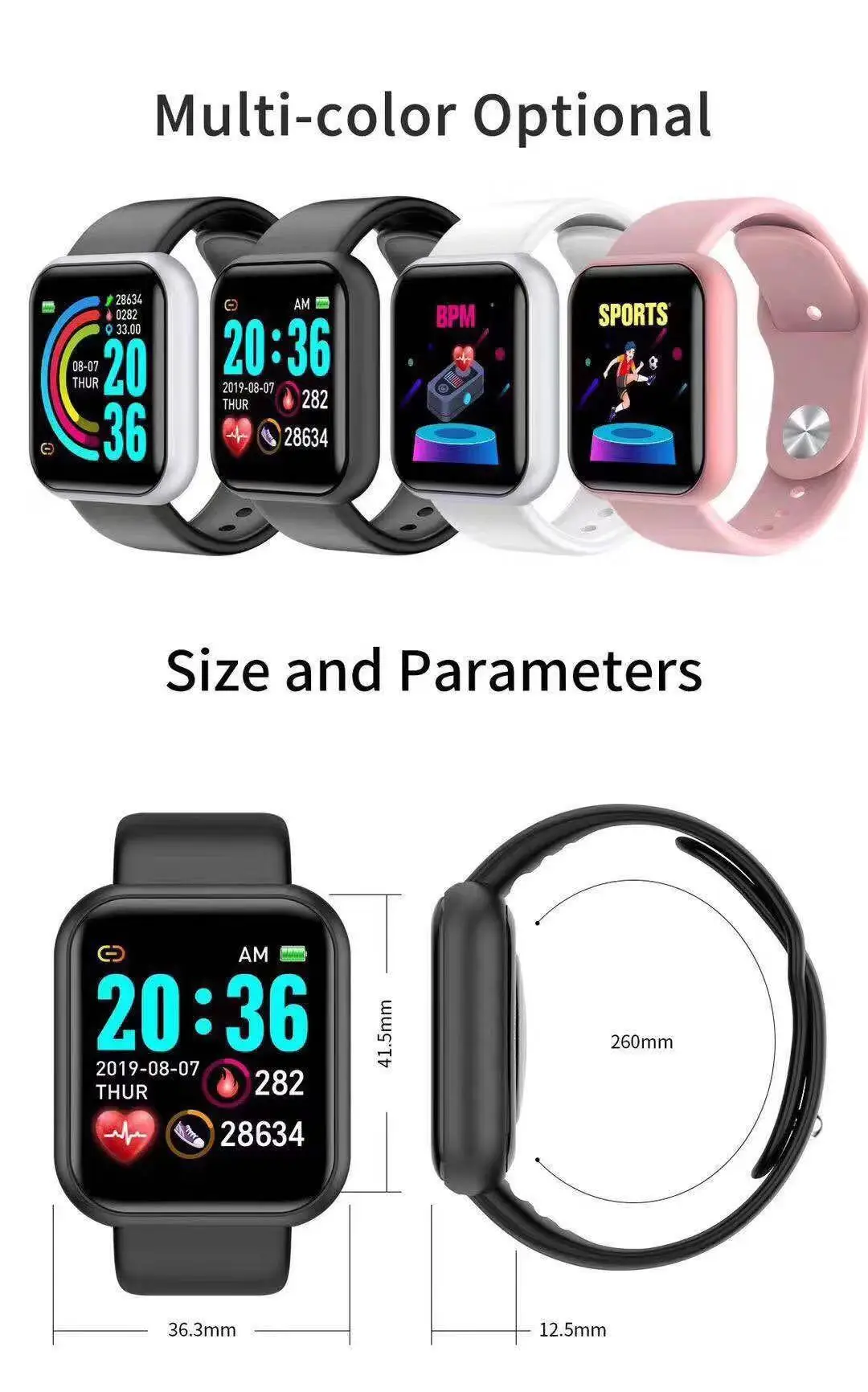 Smartwatch Watches For Mens - Smartwatch D20 Pro da uomo Y68,